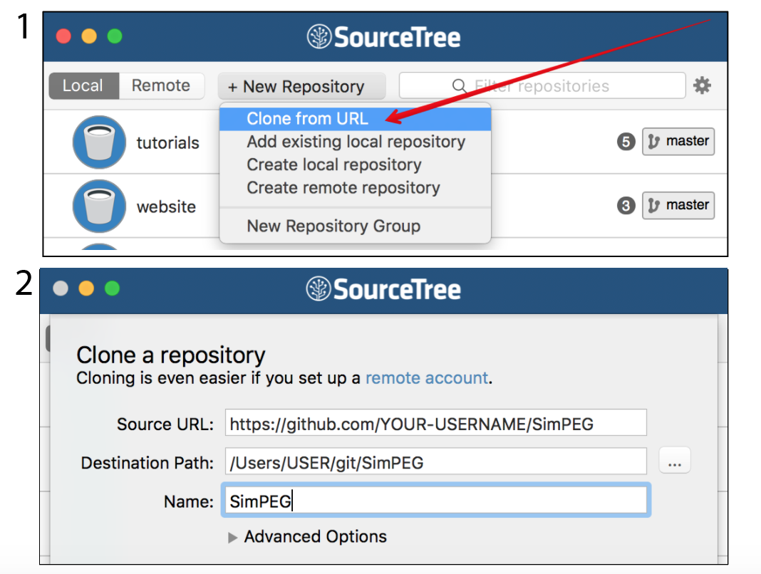 checkout in sourcetree